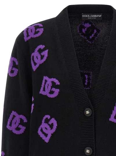 Dolce & Gabbana Logo Cardigan Sweaters And Cardigans Multicolor In Black