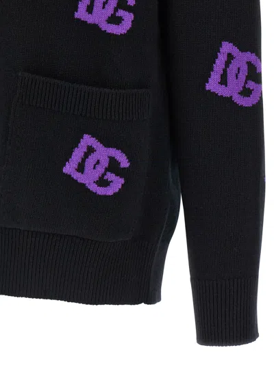 Dolce & Gabbana Logo Cardigan Sweaters And Cardigans Multicolor In Black