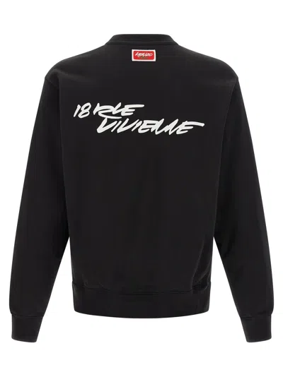 Kenzo Bold Floral Graphic Sweatshirt With Signature Logo In Black