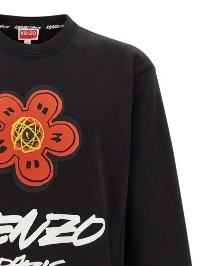 Kenzo Bold Floral Graphic Sweatshirt With Signature Logo In Black