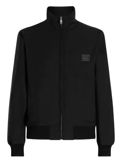 Dolce & Gabbana Zip-up Bomber Jacket With Logo Patch