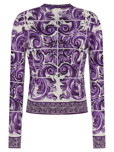 Dolce & Gabbana Majolica Print Cardigan Sweaters And Cardigans Multicolor In Multi