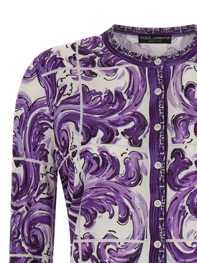 Dolce & Gabbana Majolica Print Cardigan Sweaters And Cardigans Multicolor In Multi