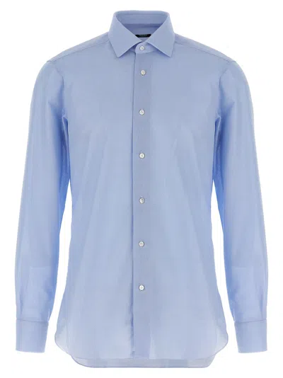 Barba Napoli Honeycomb Pattern Cotton Shirt In Blue