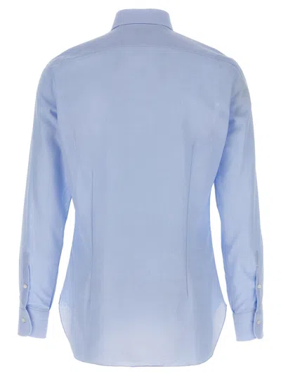 Barba Napoli Honeycomb Pattern Cotton Shirt In Blue