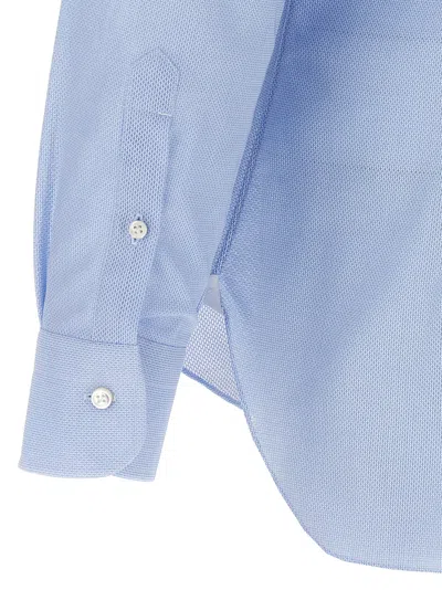 Barba Napoli Honeycomb Pattern Cotton Shirt In Blue
