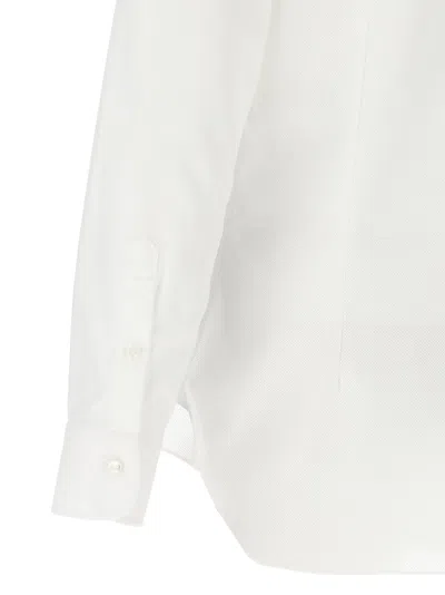 Barba Napoli Honeycomb-pattern Cotton Shirt In White