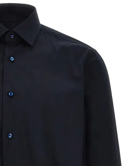 Barba Napoli Tailored Shirt With Long Cuffed Sleeves In Black