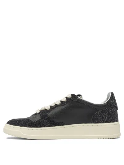 Autry Glitter Finish Low-top Sneakers In Black