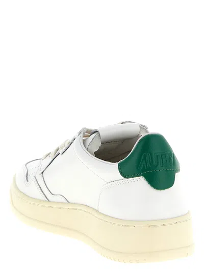Autry Low-top Leather Sneakers With Perforated Upper And Contrasting Sole In White