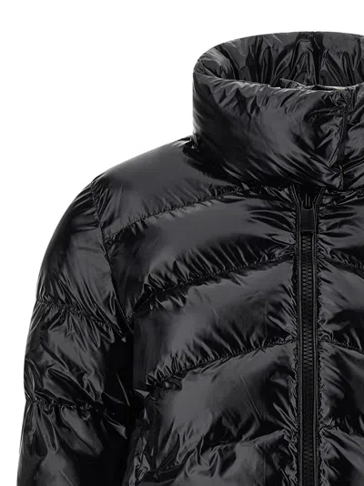 Pinko Cropped Black Down Coat With Glossy Finish And High Collar In Black