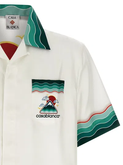 Casablanca White Silk Wavy Mountains Cuban Collar Shirt In White