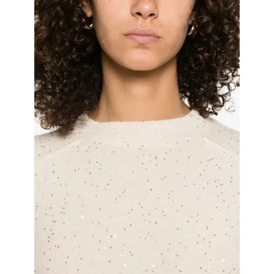 Antonelli Sequin-embellished Crew-neck Sweater In Neutral