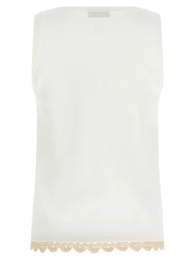 Magda Butrym Lace Trim Ribbed Texture Scoop Neck Top