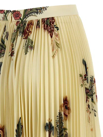 Etro Pleated Midi Skirt With Floral Print In Multi