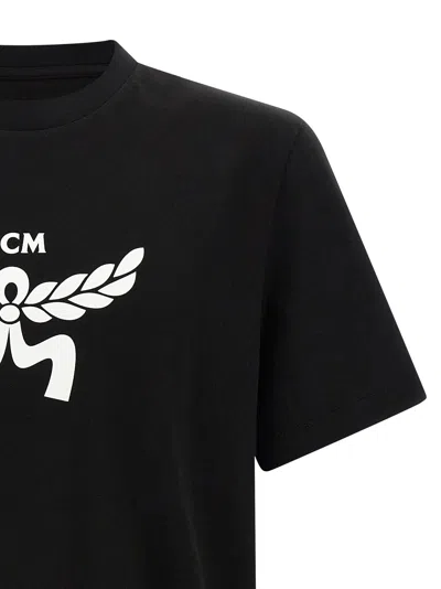 Mcm Laurel Logo Print T-shirt In Organic Cotton In Black