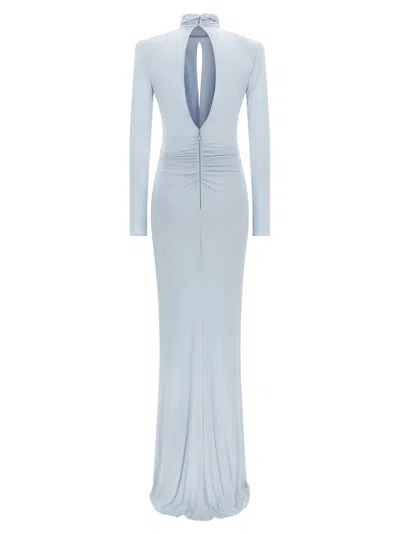 Elisabetta Franchi Light Blue Red Carpet Long Dress In Blue