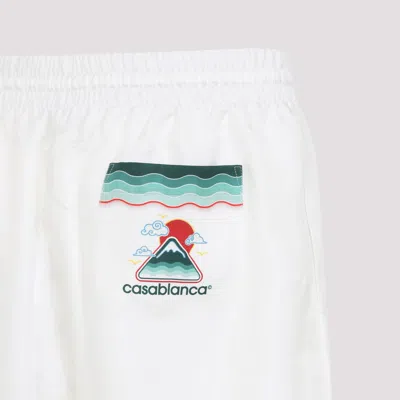Casablanca Silk Twill Drawstring Shorts With Graphic Print In White