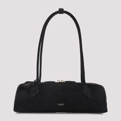 Alaïa Teckel Shoulder Bag In Black Nabuk Calf Leather In Black