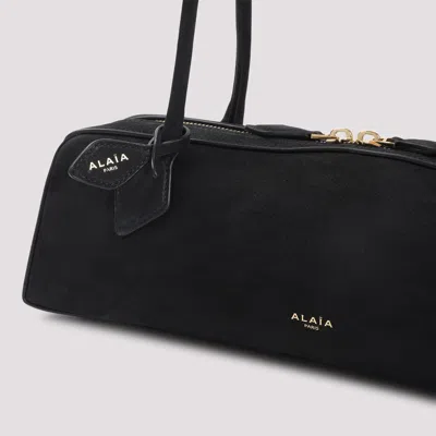 Alaïa Teckel Shoulder Bag In Black Nabuk Calf Leather In Black