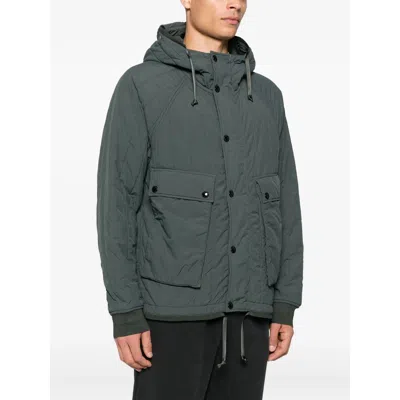 C.p. Company Quilted Hooded Jacket In Gray