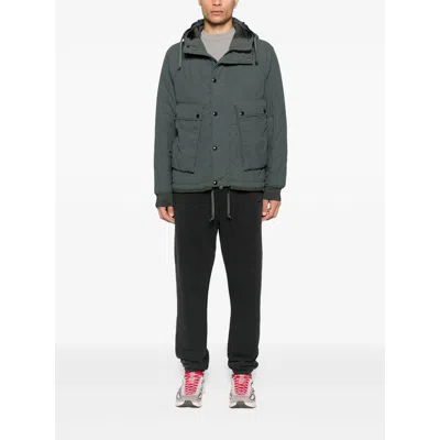 C.p. Company Quilted Hooded Jacket In Gray