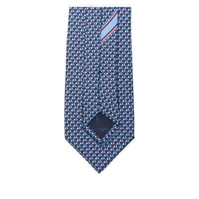 Ferragamo Silk Tie With Gancini And Hearts Print
