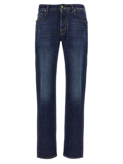 Jacob Cohen Slim Jeans With Back Patch Pockets In Blue