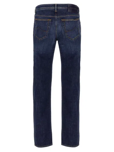 Jacob Cohen Slim Jeans With Back Patch Pockets In Blue