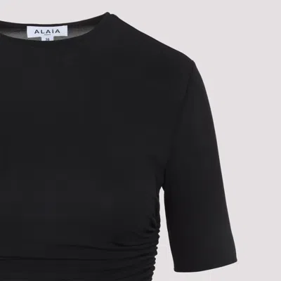 Alaïa Alaia Pleats T-shirt In Black