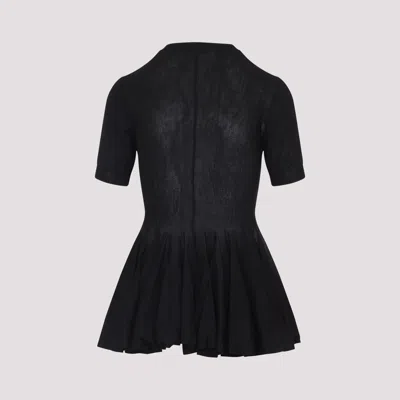 Alaïa Womens Noir Alaia Short-sleeve Peplum Wool Top In Black