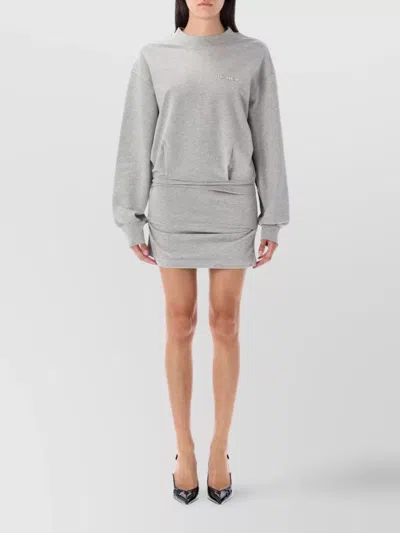 Attico Cotton Jersey Mini Dress In Gray