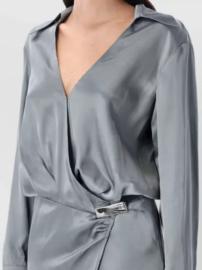 Attico Abito In Raso Grigio Scuro  Donna In Gray