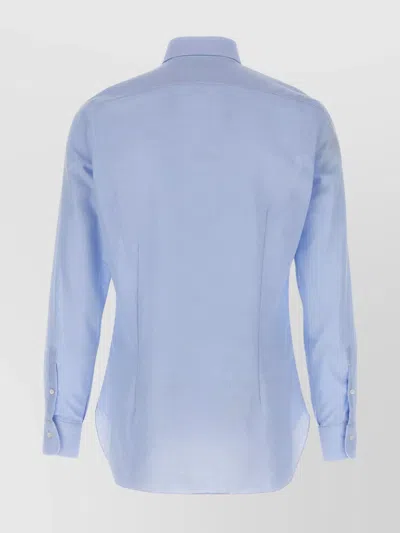 Barba Napoli Honeycomb Pattern Cotton Shirt In Blue