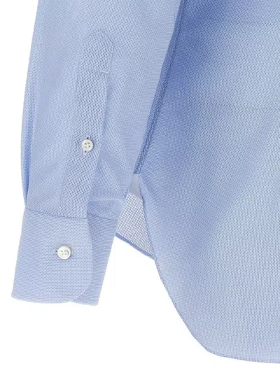 Barba Napoli Honeycomb Pattern Cotton Shirt In Blue