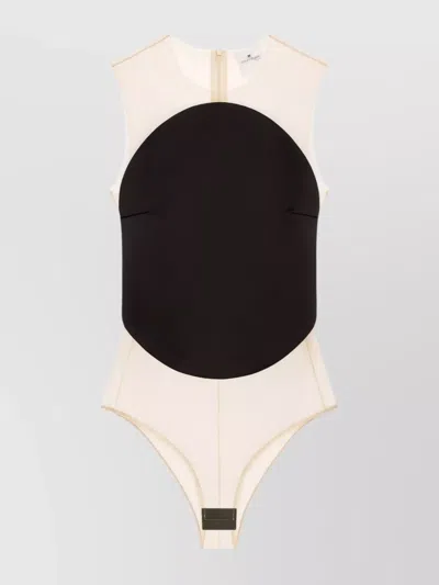 Courrèges Illusion Mesh And Duchesse-satin Bodysuit In Neutral