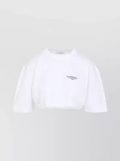 Givenchy Cropped Fit T-shirt In Cotton With Stamp Print Clothing In White