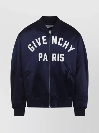 Givenchy Logo Bomber Jacket Puffer Jackets Blue In Blue