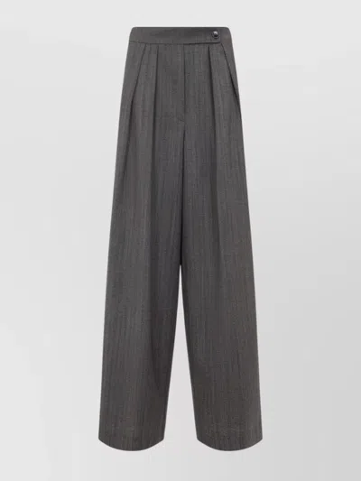 Dries Van Noten Wide Gray Wool Palazzo Pants In Gray
