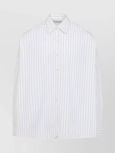 Dries Van Noten Pinstripe Button-down Shirt In Soft Viscose-cotton Blend In White