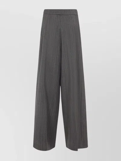 Dries Van Noten Wide Gray Wool Palazzo Pants In Gray