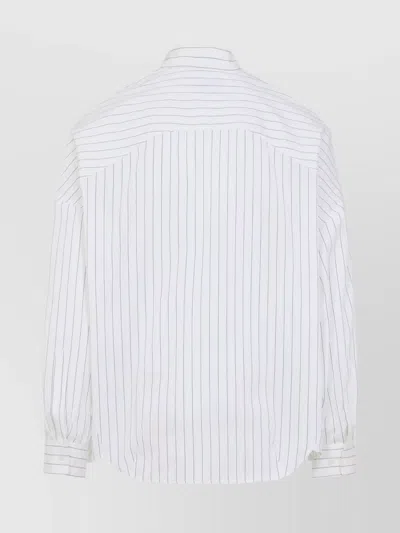 Dries Van Noten Pinstripe Button-down Shirt In Soft Viscose-cotton Blend In White