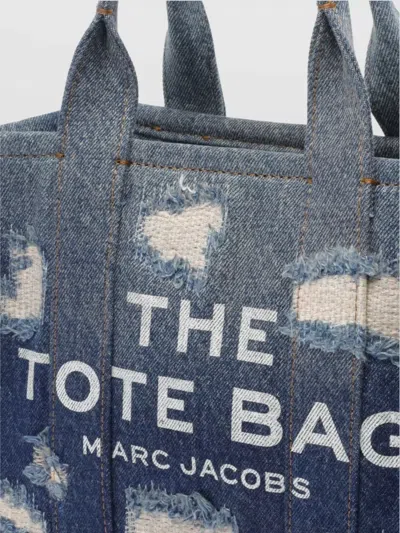 Marc Jacobs Distressed Small Tote Bag With Side Pocket In Blue