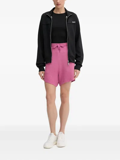 Hugo Boss Zip-up Sweatshirt With Contrast Logo In Black