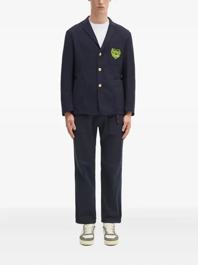 Human Made Heart-patch Button Blazer In Blue