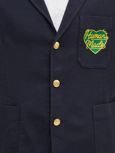 Human Made Heart-patch Button Blazer In Blue