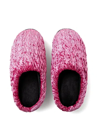 Subu Crushed-velvet Mules In Pink