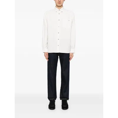 Apc A.p.c. Classic Button-down Shirt With Subtle Logo Detail In White
