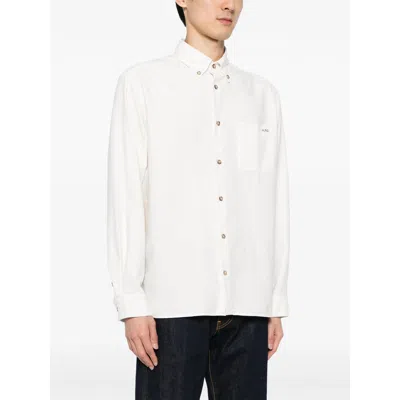 Apc A.p.c. Classic Button-down Shirt With Subtle Logo Detail In White