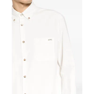 Apc A.p.c. Classic Button-down Shirt With Subtle Logo Detail In White